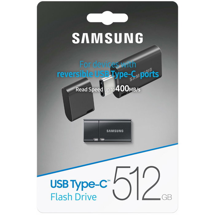 Samsung MUF-512DA - Clé USB 3.2 Gen 1 Type-C 512 Go, Gris, Vitesse lecture 400 Mo/s, Compacte Samsung MUF-512DA - Clé USB 3.2 Gen 1 Type-C 512 Go, Gris, Vitesse lecture 400 Mo/s, Compacte