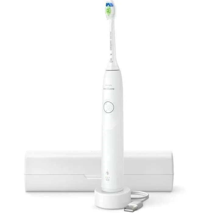 Philips HX7108/02 Sonicare Brosse à dents électrique série 5300 - Blanc - Technologie BrushSync, 1 mode, 2 intensités, autonomie 3 semaines