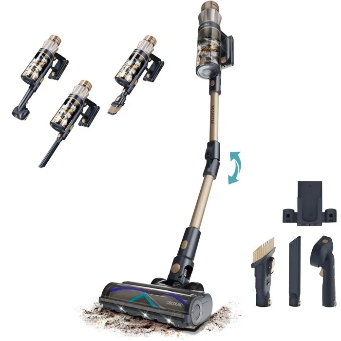Cecotec Conga Rockstar RS90 Pet Flex Aspirateur balai 40000 Pa 65 min 140 m² Or Gris