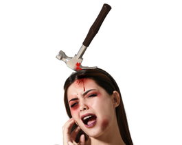 Marteau ensanglanté avec manche noir pour déguisement de zombie