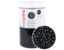 Innspiro Rocaille de verre ronde noir opaque 2,3 mm - 500 g environ
