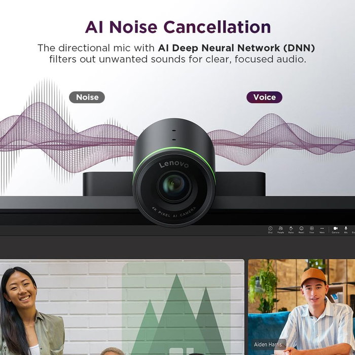 Lenovo 4XC1Q25245 - Webcam QHD pour ordinateur, résolution 2560 x 1440, Noir