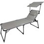 Color Baby Transat de plage pliable en aluminium avec parasol en textilène gris Aktive 193x67x48/96 cm