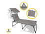 Color Baby Transat de plage pliable en aluminium avec parasol en textilène gris Aktive 193x67x48/96 cm
