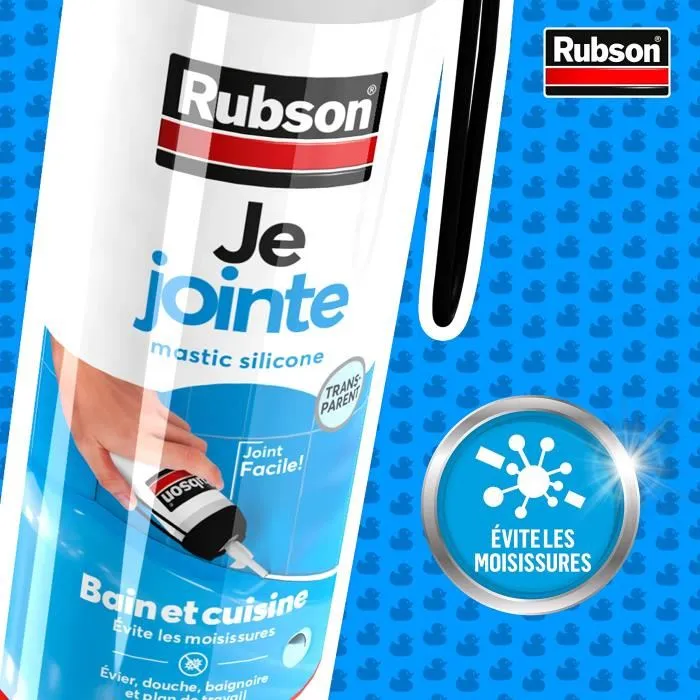 Rubson Mastic sanitaire avec gâchette 200 ml - Blanc - Pour joints de salle de bain et cuisine, anti-moisissures, 15 m de joint, séchage 10 min Rubson Mastic sanitaire avec gâchette 200 ml - Blanc - Pour joints de salle de bain et cuisine, anti-moisissures, 15 m de joint, séchage 10 min