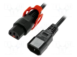IEC LOCK Câble d'alimentation H05VV-F IEC C13 femelle vers IEC C14 mâle, 2m, noir