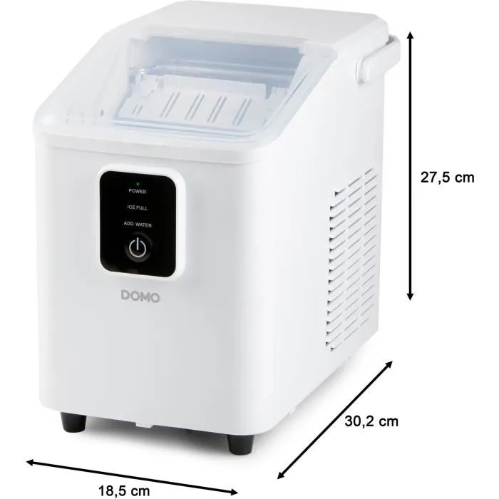 DOMO DO9292IB - Machine à glaçons portable autonettoyante - Capacité 12kg/24h - Production rapide en 9 min - Hublot - Blanc