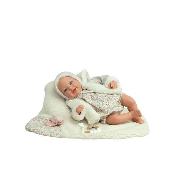 Muñecas Arias, poupée reborn Leia, 45 cm, couleur rose avec couverture, pour 3 à 99 ans