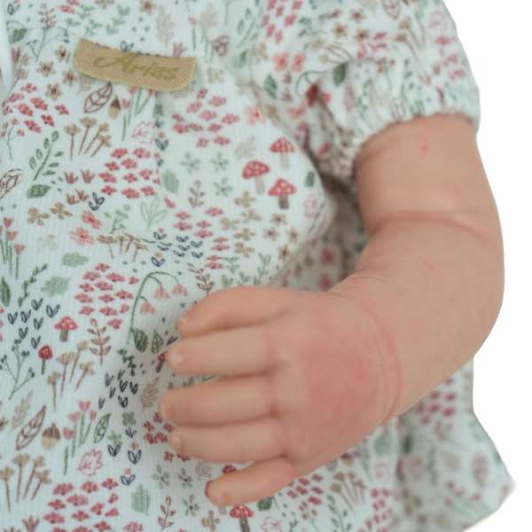 Muñecas Arias, poupée reborn Leia, 45 cm, couleur rose avec couverture, pour 3 à 99 ans
