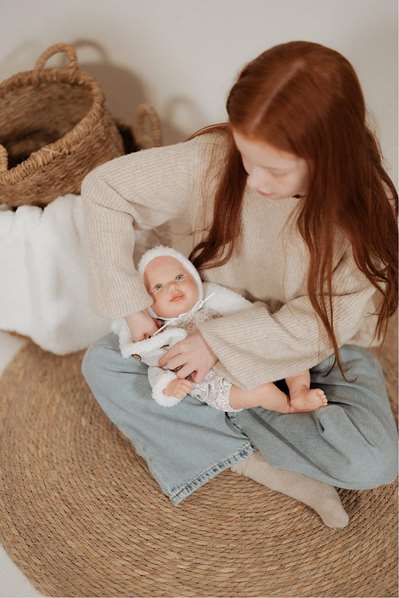 Muñecas Arias, poupée reborn Leia, 45 cm, couleur rose avec couverture, pour 3 à 99 ans