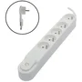 Chacon Multiprise 5 Prises Blanche avec Interrupteur, 16A 3500W, Câble 1.5m HO5VV-F 3x1.5mm², Fiche Plate, Fixation Murale