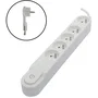 Chacon Multiprise 5 Prises Blanche avec Interrupteur, 16A 3500W, Câble 1.5m HO5VV-F 3x1.5mm², Fiche Plate, Fixation Murale