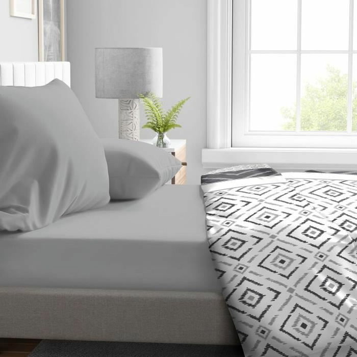 Home Linge Passion Drap housse HP71773 Gris clair 180 x 200 cm + 30 cm bonnet Home Linge Passion Drap housse HP71773 Gris clair 180 x 200 cm + 30 cm bonnet