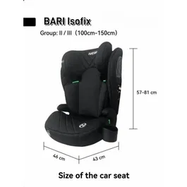 Nania Bari - Siège auto Groupe 2/3 i-Size R129 avec ISOFIX ou ceinture - Pour enfants 15-36kg (4-12 ans) - Noir