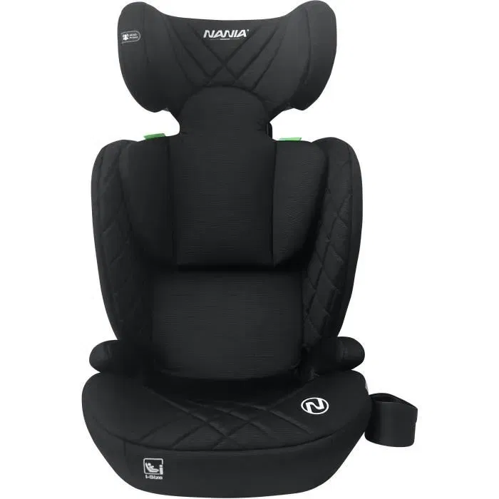 Nania Bari - Siège auto Groupe 2/3 i-Size R129 avec ISOFIX ou ceinture - Pour enfants 15-36kg (4-12 ans) - Noir