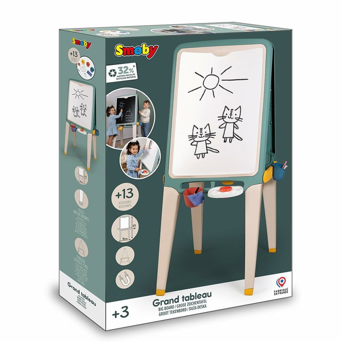 Smoby Grand Tableau Faces Craie et Magnétique avec 13 Accessoires