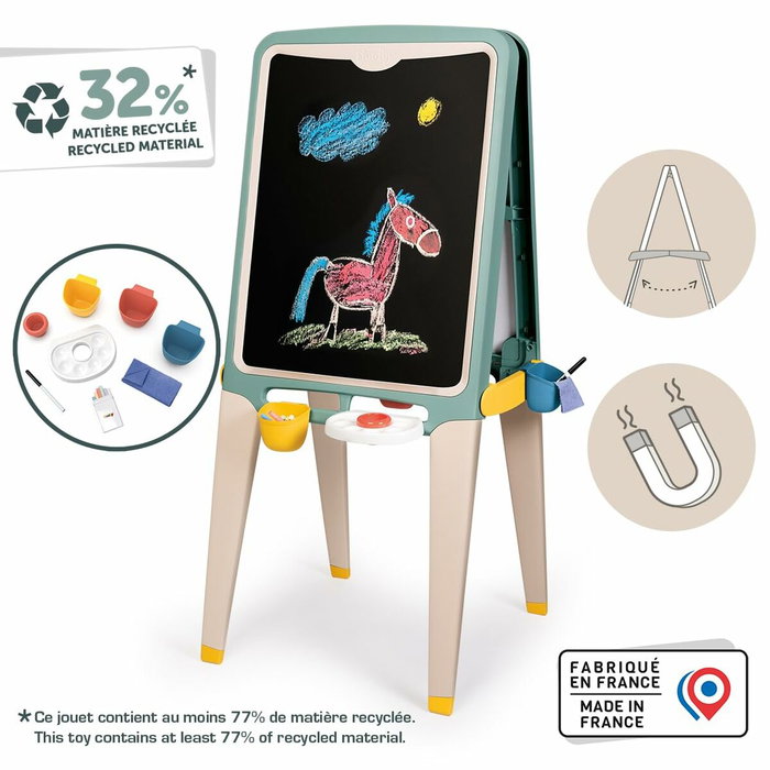 Smoby Grand Tableau Faces Craie et Magnétique avec 13 Accessoires