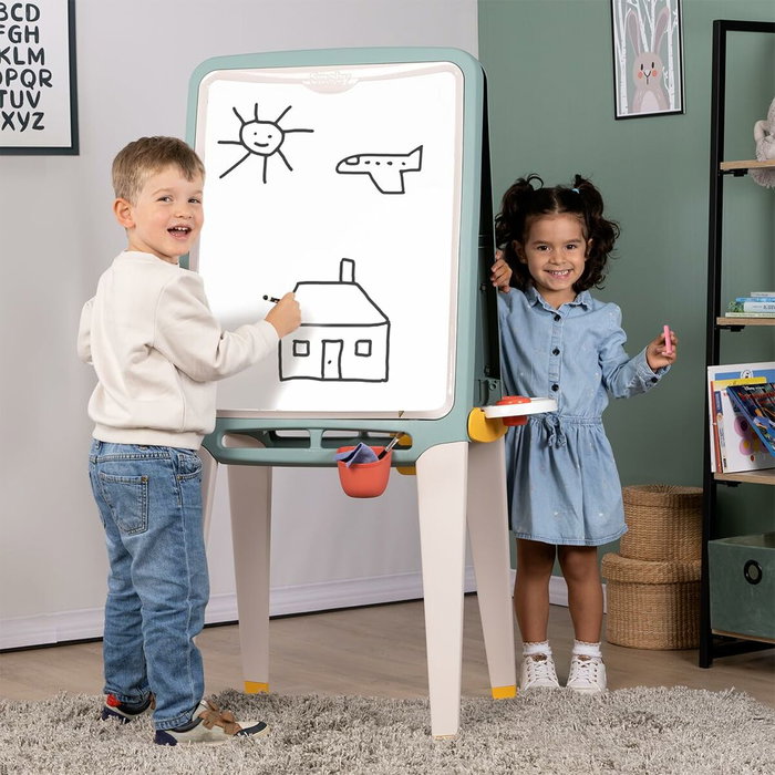 Smoby Grand Tableau Faces Craie et Magnétique avec 13 Accessoires