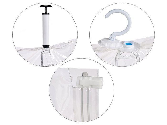 Kipit Sac sous vide 70 x 105 cm avec cintre, housse de rangement transparente PET/PE (Set de 36) Kipit Sac sous vide 70 x 105 cm avec cintre, housse de rangement transparente PET/PE (Set de 36)