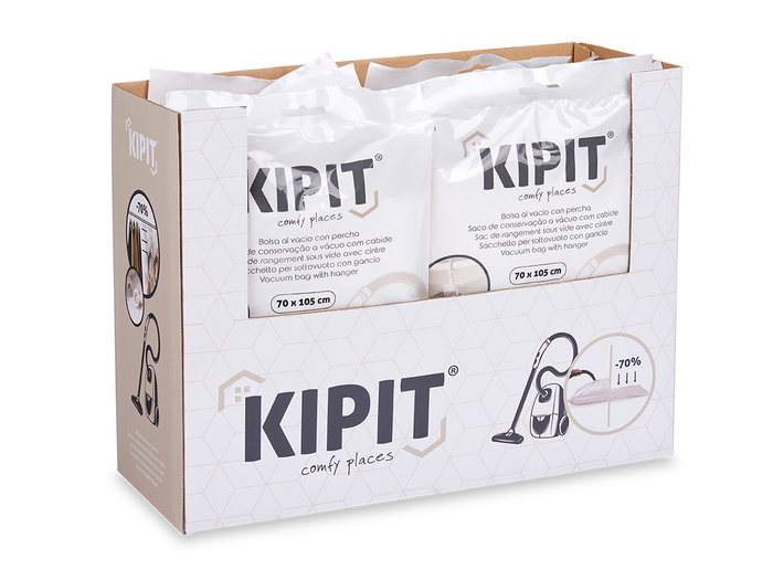 Kipit Sac sous vide 70 x 105 cm avec cintre, housse de rangement transparente PET/PE (Set de 36) Kipit Sac sous vide 70 x 105 cm avec cintre, housse de rangement transparente PET/PE (Set de 36)