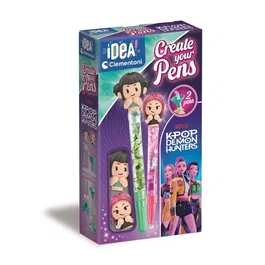 Clementoni Crée tes Stylos - Mini atelier des Stylos - Coffret Kpop Demon Hunters - Zoey & Mira