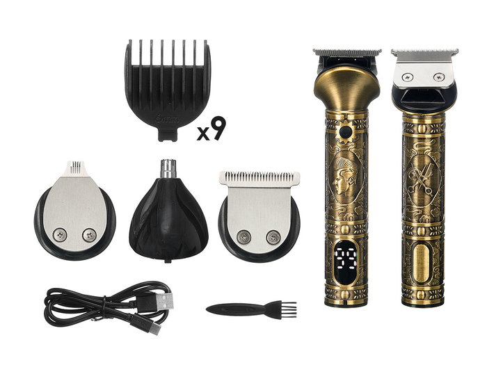 ARGON Set Cortapelo Metal 13 avec accessoires et support 1500mAh USB C Doré