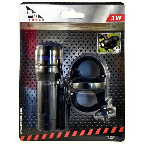 Homelux Lampe torche LED 3W avec zoom et support bicyclette Homelux Lampe torche LED 3W avec zoom et support bicyclette