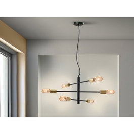 Lampe À Suspension Soho en Acier avec 6x E27 Dimmable et Ampoule