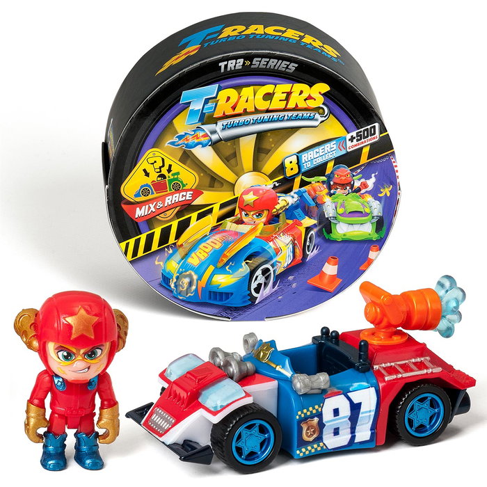 MAGIC BOX Expositor de 8 Véhicules T-Racers II Turbo Wheel - Boîte Carton avec Voitures Miniatures à Collectionner - Version Espagnol - PTR2D208IN00