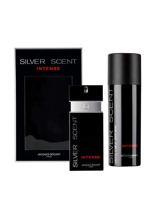 Jacques Bogart Coffret Silver Scent Intense : Eau de Toilette 100 ml + Spray Parfumé 200 ml pour Homme Jacques Bogart Coffret Silver Scent Intense : Eau de Toilette 100 ml + Spray Parfumé 200 ml pour Homme
