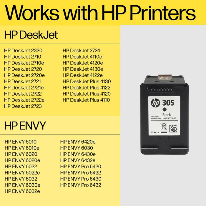 HP Cartouche d'encre 305XL Grande Capacité Authentique Cyan Magenta Jaune - Pack Triple Compatible HP DeskJet 2300 2700 ENVY 6000 6400