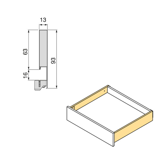 Emuca Tiroir extérieur Vertex Push Synchro avec réglages 3D, hauteur 93mm, 40kg, profondeur 500mm, Acier, Gris antracite