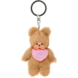 Monchhichi Porte-clés Peluche Bearchhichi - Modèle Ourson avec Bavoir - Idée Cadeau Adorable et Doux