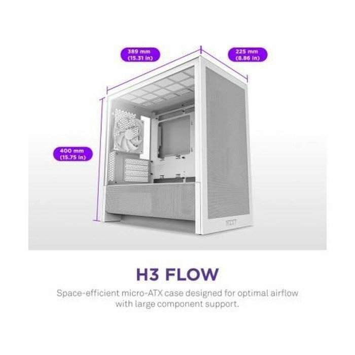 NZXT H3 Flow - Boîtier Moyen-tour Micro-ATX - Blanc