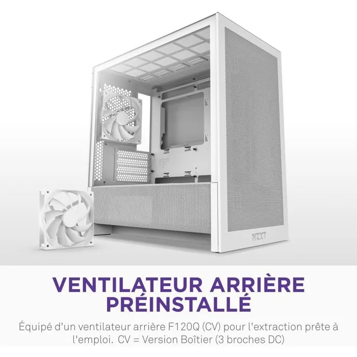 NZXT CC-H31FW-01 Boîtier PC moyen tour micro-ATX H3 Flow Blanc - Airflow remarquable, support GPU grand format et radiateur 280 mm