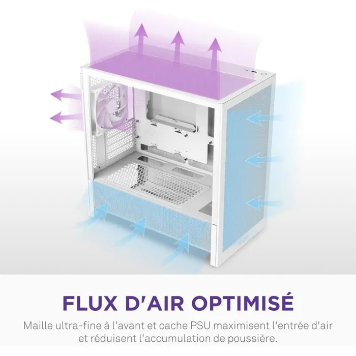 NZXT CC-H31FW-01 Boîtier PC moyen tour micro-ATX H3 Flow Blanc - Airflow remarquable, support GPU grand format et radiateur 280 mm