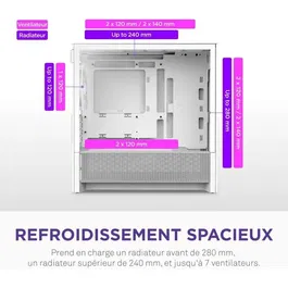 NZXT CC-H31FW-01 Boîtier PC moyen tour micro-ATX H3 Flow Blanc - Airflow remarquable, support GPU grand format et radiateur 280 mm