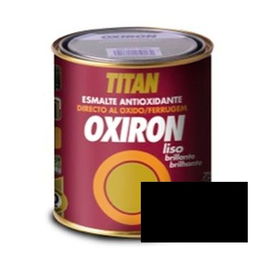 TITAN Oxiron Liso Negro Esmalte Sintético Industrial Alquídico Negro 375ml Acero Estructural Verjas Puertas Radiadores