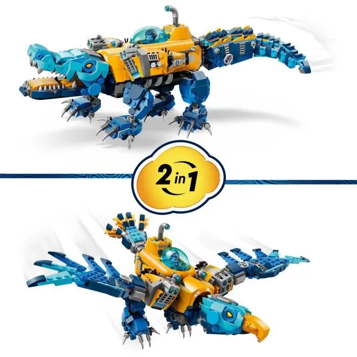 LEGO DREAMZzz 71512 Sous-Marin Crocodile, Jouet de Construction 2-en-1 avec 3 Minifigurines - Dès 8 ans
