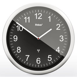Mebus 19812 Horloge murale radio-pilotée noir et argent