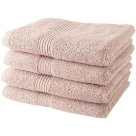 Today Lot de 4 Serviettes de Bain en Coton 100% - 50 x 100 cm - Couleur Rose des Sables