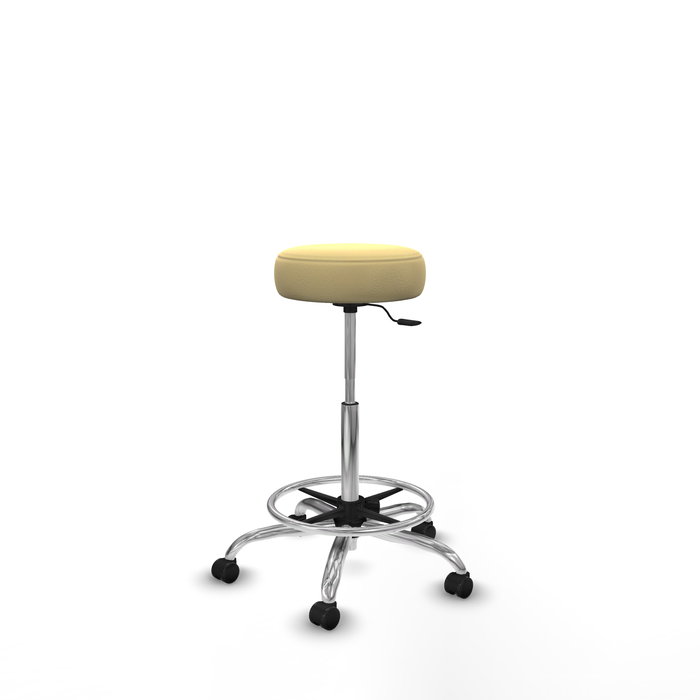 Tabouret Tolosa Pivotant Cuir écologique Non applicable Maille Beige Structure chromée Sans accoudoirs Sans appui-tête Roulettes pour moquette