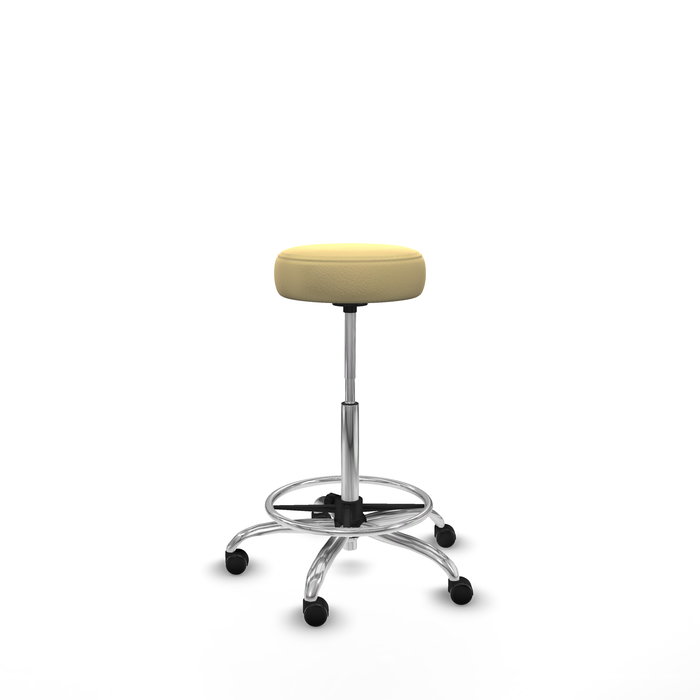 Tabouret Tolosa Pivotant Cuir écologique Non applicable Maille Beige Structure chromée Sans accoudoirs Sans appui-tête Roulettes pour moquette