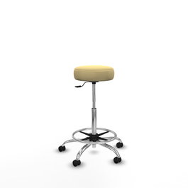 Tabouret Tolosa Pivotant Cuir écologique Non applicable Maille Beige Structure chromée Sans accoudoirs Sans appui-tête Roulettes pour moquette