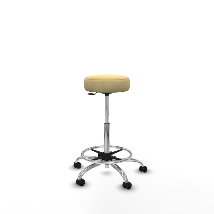 Tabouret Tolosa Pivotant Cuir écologique Non applicable Maille Beige Structure chromée Sans accoudoirs Sans appui-tête Roulettes pour moquette