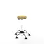 Tabouret Tolosa Pivotant Cuir écologique Non applicable Maille Beige Structure chromée Sans accoudoirs Sans appui-tête Roulettes pour moquette