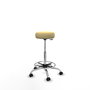Tabouret Tolosa Pivotant Cuir écologique Non applicable Maille Beige Structure chromée Sans accoudoirs Sans appui-tête Roulettes pour moquette