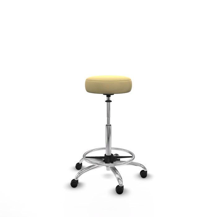 Tabouret Tolosa Pivotant Cuir écologique Non applicable Maille Beige Structure chromée Sans accoudoirs Sans appui-tête Roulettes pour moquette