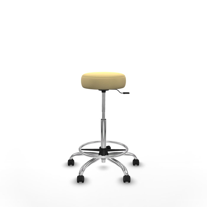 Tabouret Tolosa Pivotant Cuir écologique Non applicable Maille Beige Structure chromée Sans accoudoirs Sans appui-tête Roulettes pour moquette