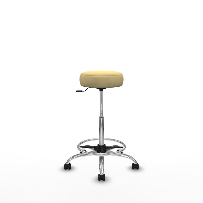 Tabouret Tolosa Pivotant Cuir écologique Non applicable Maille Beige Structure chromée Sans accoudoirs Sans appui-tête Roulettes pour moquette